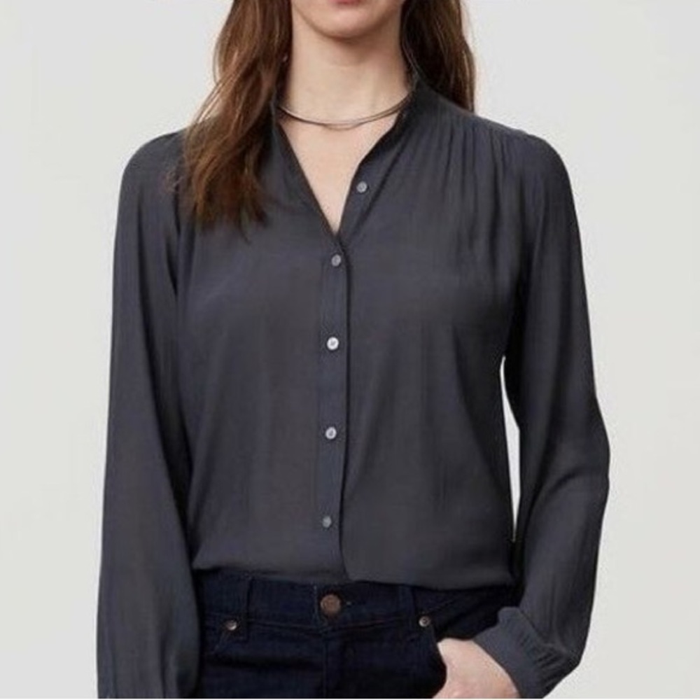 LOFT Ruffle Collar Button Front Blouse